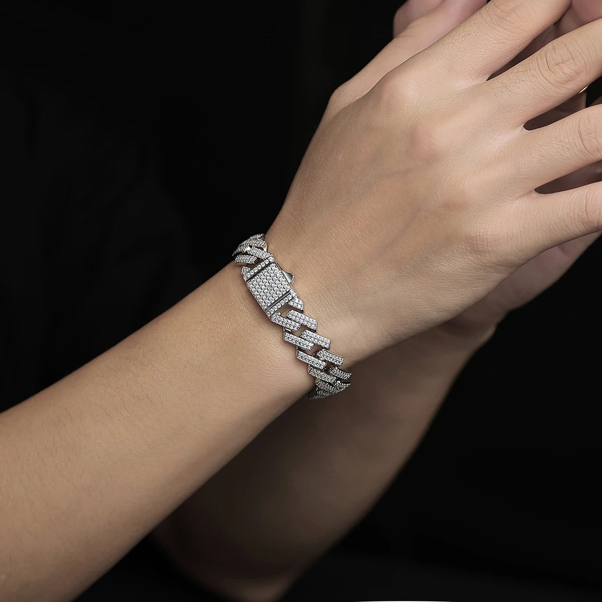 10mm Moissanite Cuban Link Bracelet S925 Silver D Color VVS 18K Gold Plated Iced Out Hip Hop Jewelry for Men Trendy Bracelet