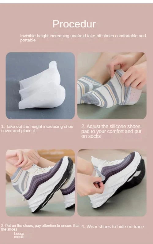 1 Pair Silicone Invisible Height Increasing Insoles