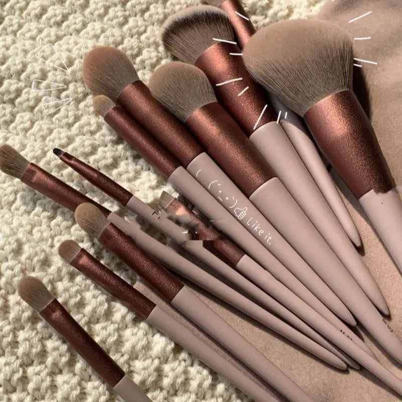 13-Piece Makeup Brush Set – Eye Shadow, Foundation, Powder, Blush & Blending Tools