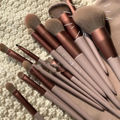 13-Piece Makeup Brush Set – Eye Shadow, Foundation, Powder, Blush & Blending Tools