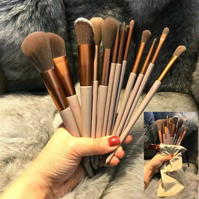 13-Piece Makeup Brush Set – Eye Shadow, Foundation, Powder, Blush & Blending Tools