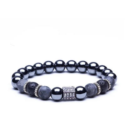 FCJ 6mm Matte Black Micro-Inlaid Crown Plus Copper Bead Bracelet Fashion Charm Copper Inlaid Zircon Jewelry