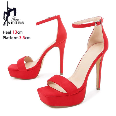 Fashion Square Toe Stiletto Heels Summer Model Catwalk Shoes