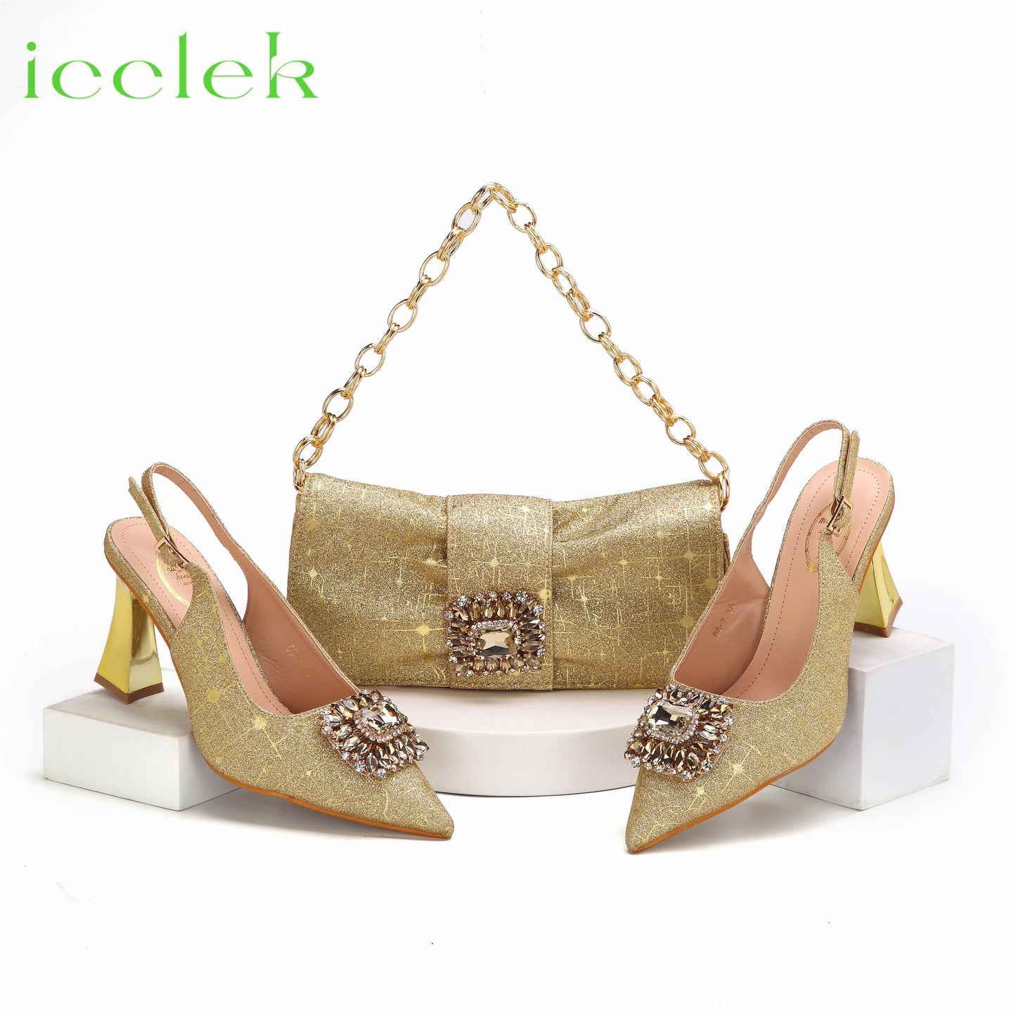 T.Blue Pointed Toe Women Sandals Shoes Matching Bag Set For Ladies Wedding Party Pump