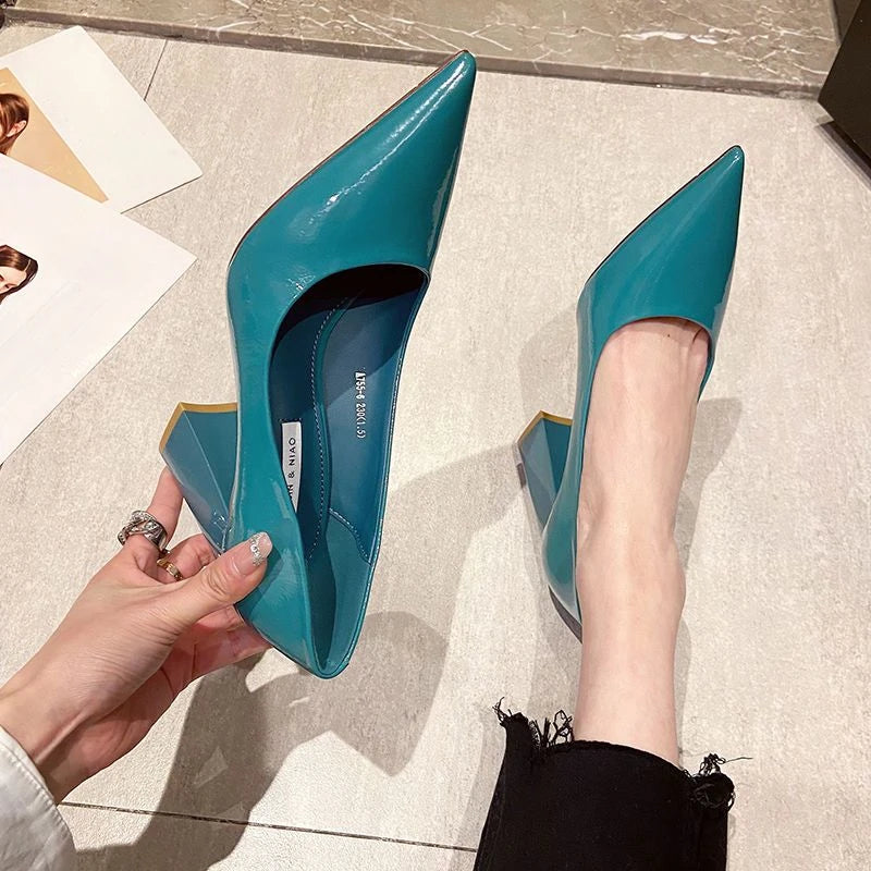 Ladies Summer Footwear Sexy Blue Pointed Toe Super High Heel