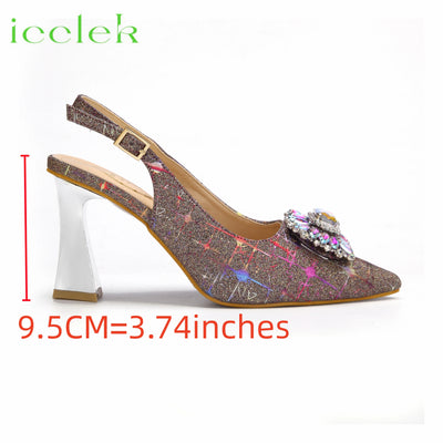 T.Blue Pointed Toe Women Sandals Shoes Matching Bag Set For Ladies Wedding Party Pump