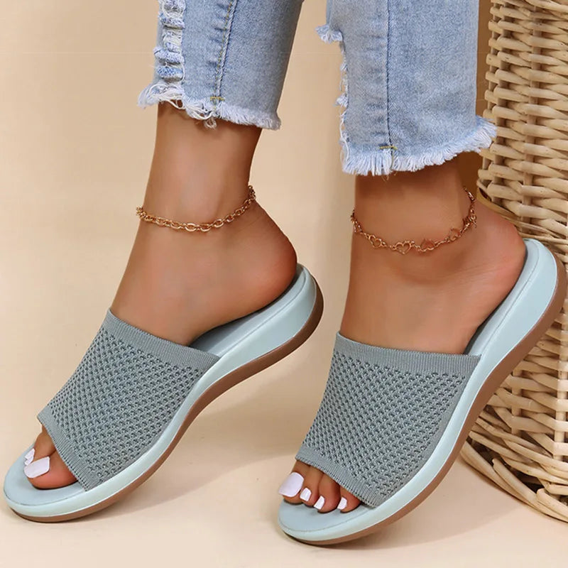 Women Sandals Stretch Fabric Low Heels Sandals