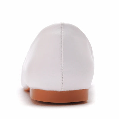 Crystal Queen New Women Shoes Leather Platform Heels White Pointed Toe Girl Flats