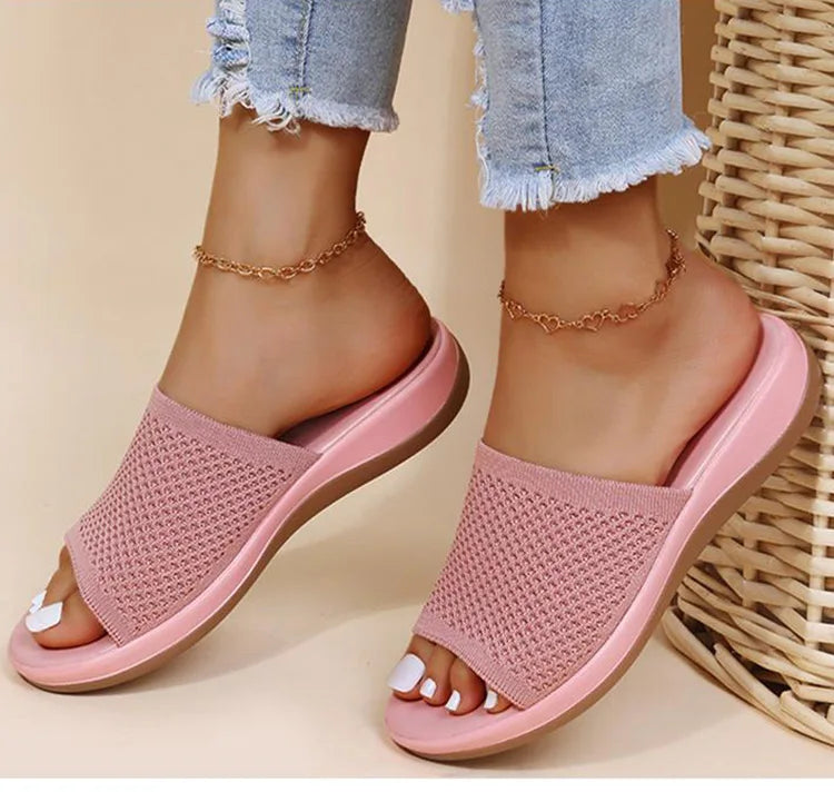 Women Sandals Stretch Fabric Low Heels Sandals