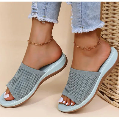 Women Sandals Stretch Fabric Low Heels Sandals