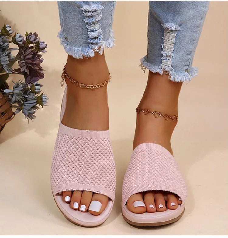 Women Sandals Stretch Fabric Low Heels Sandals