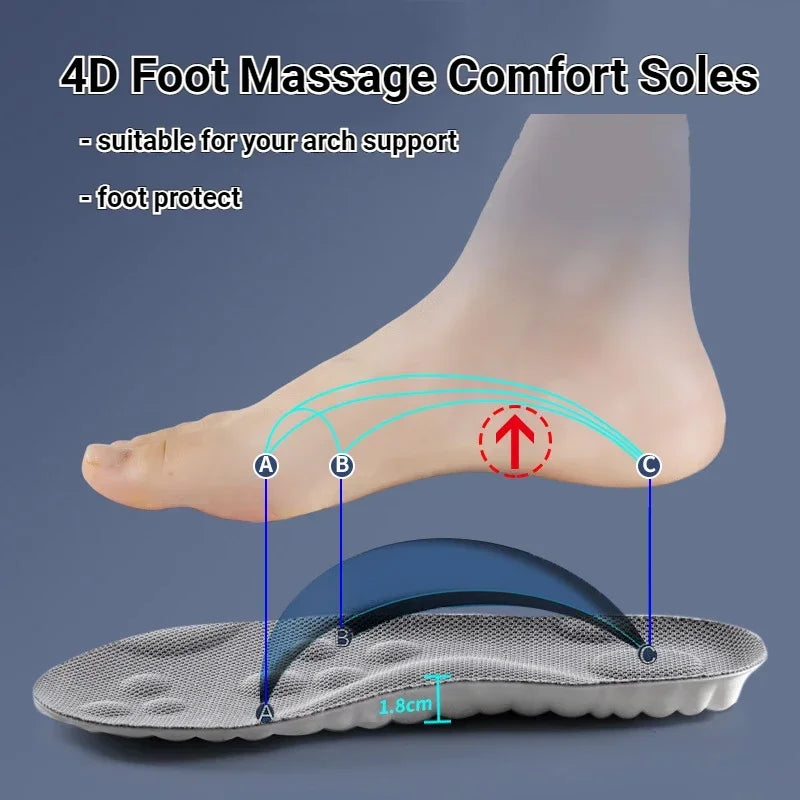 4D Massage Shoes Insoles Super Soft Latex Sports Insole