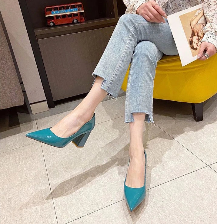 Ladies Summer Footwear Sexy Blue Pointed Toe Super High Heel
