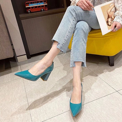 Ladies Summer Footwear Sexy Blue Pointed Toe Super High Heel