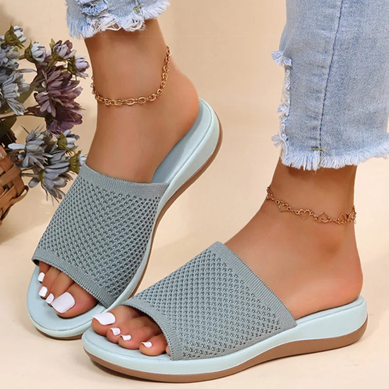 Women Sandals Stretch Fabric Low Heels Sandals