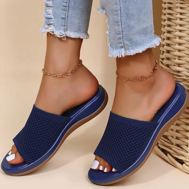 Women Sandals Stretch Fabric Low Heels Sandals