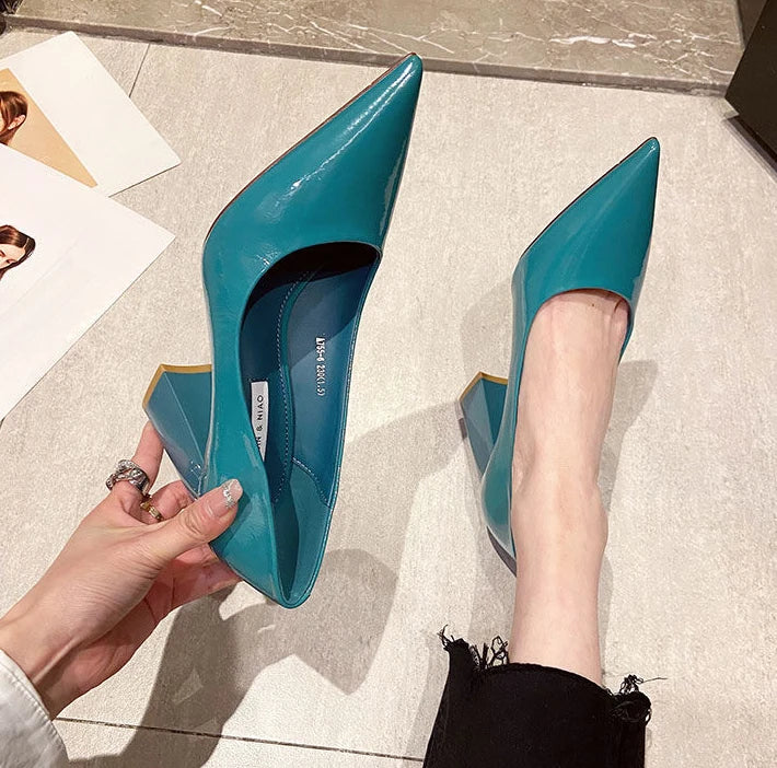 Ladies Summer Footwear Sexy Blue Pointed Toe Super High Heel