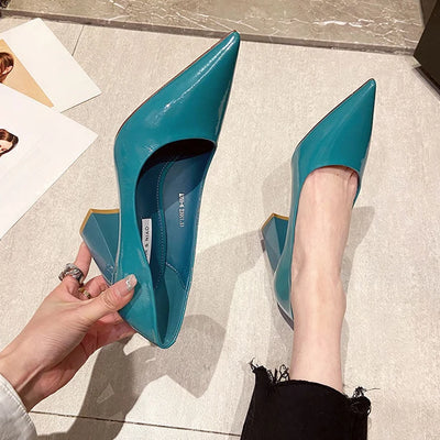 Ladies Summer Footwear Sexy Blue Pointed Toe Super High Heel
