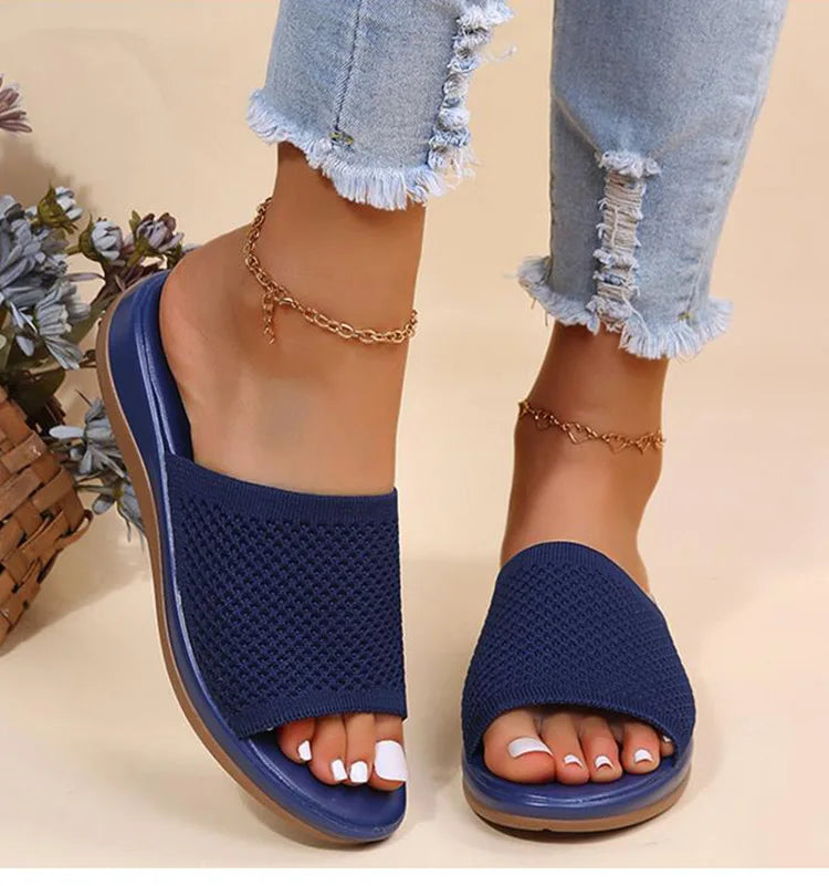 Women Sandals Stretch Fabric Low Heels Sandals