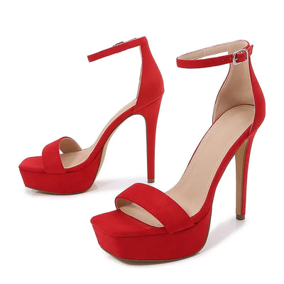 Fashion Square Toe Stiletto Heels Summer Model Catwalk Shoes