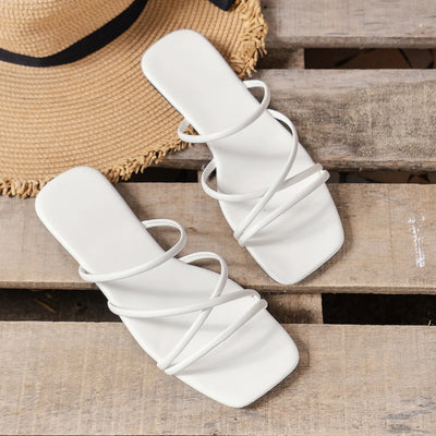 White Flat Sandals Luxury casual Bridal Wedding Shoes Strap Beach Sandals Roman Slipper