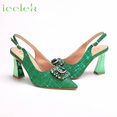 T.Blue Pointed Toe Women Sandals Shoes Matching Bag Set For Ladies Wedding Party Pump