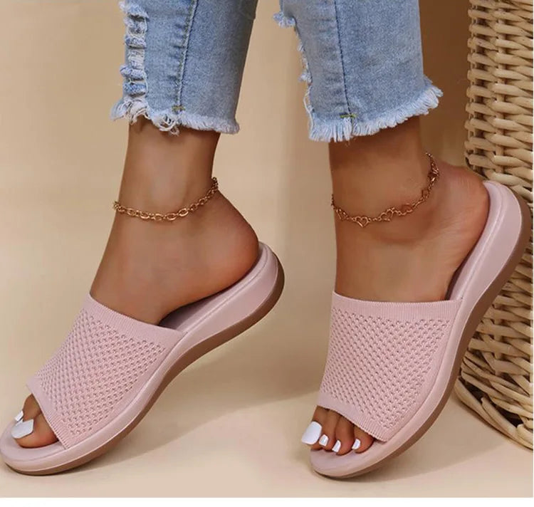 Women Sandals Stretch Fabric Low Heels Sandals