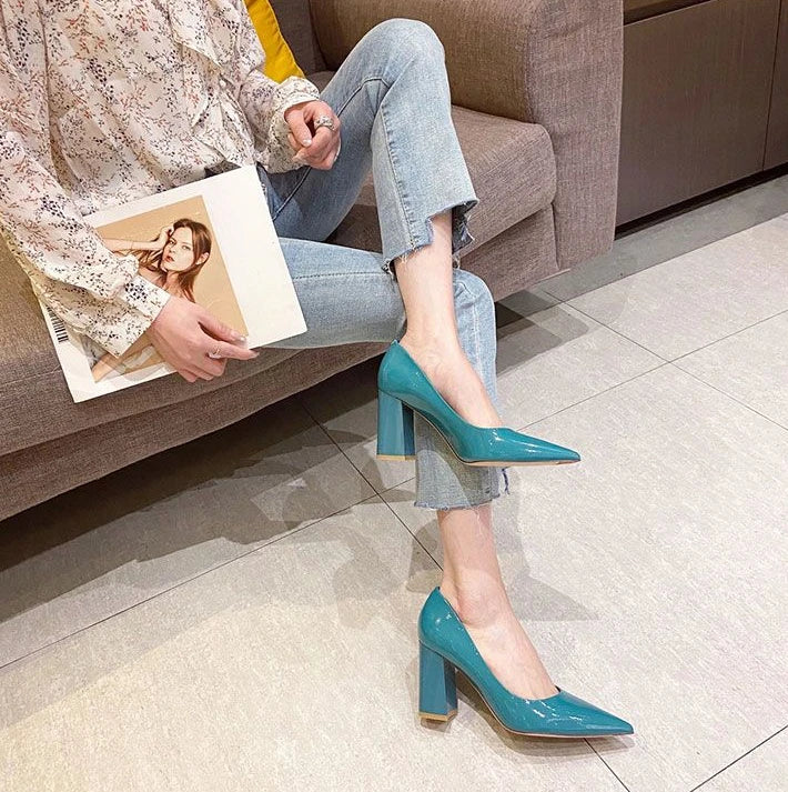 Ladies Summer Footwear Sexy Blue Pointed Toe Super High Heel