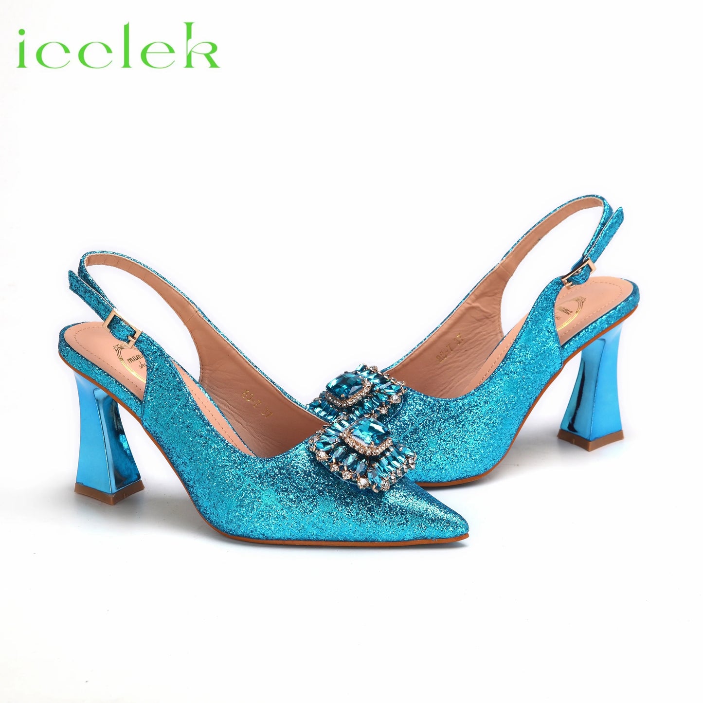 T.Blue Pointed Toe Women Sandals Shoes Matching Bag Set For Ladies Wedding Party Pump