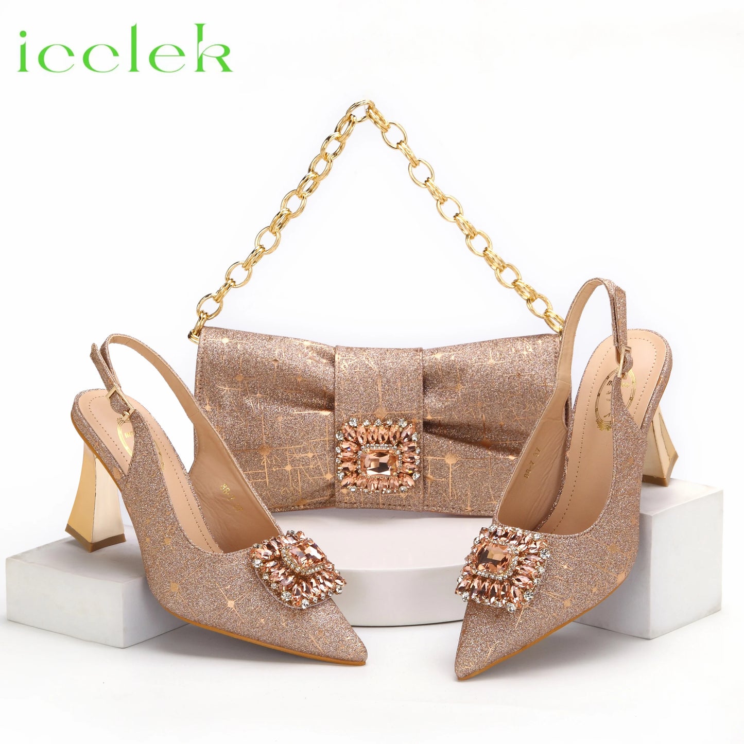 T.Blue Pointed Toe Women Sandals Shoes Matching Bag Set For Ladies Wedding Party Pump