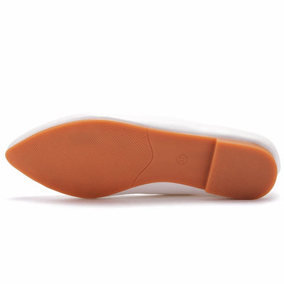 Crystal Queen New Women Shoes Leather Platform Heels White Pointed Toe Girl Flats