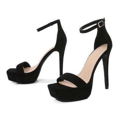 Fashion Square Toe Stiletto Heels Summer Model Catwalk Shoes