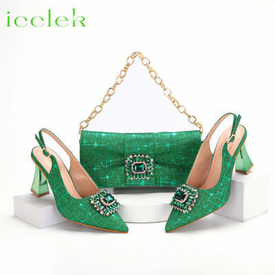 T.Blue Pointed Toe Women Sandals Shoes Matching Bag Set For Ladies Wedding Party Pump