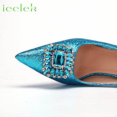 T.Blue Pointed Toe Women Sandals Shoes Matching Bag Set For Ladies Wedding Party Pump