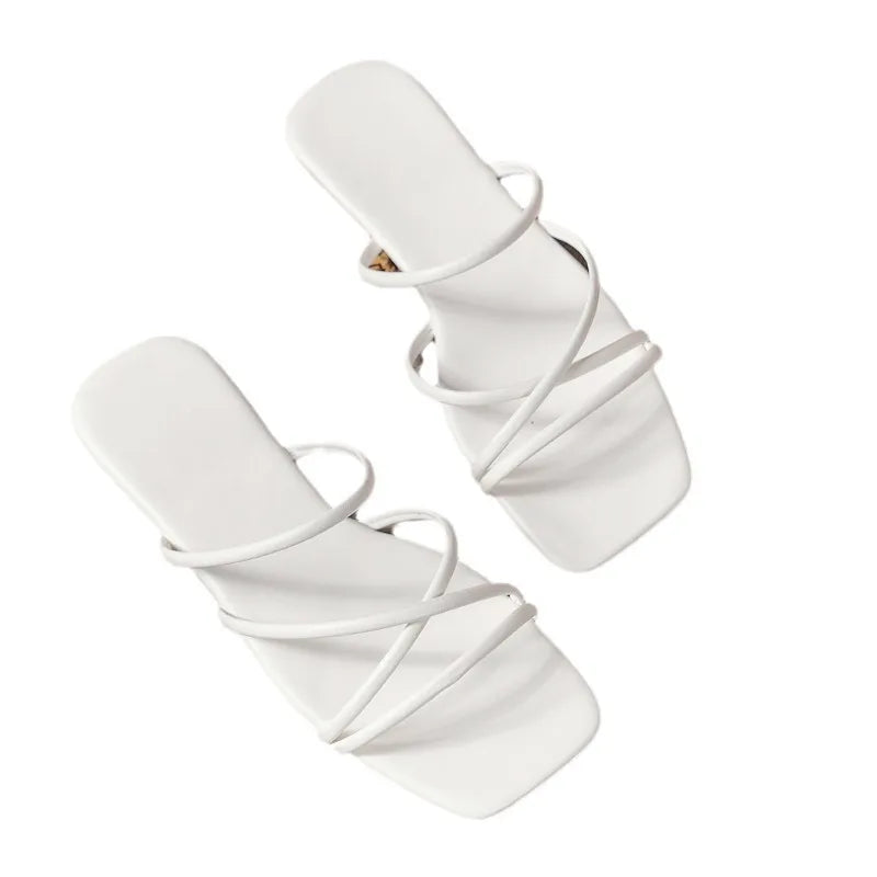 White Flat Sandals Luxury casual Bridal Wedding Shoes Strap Beach Sandals Roman Slipper