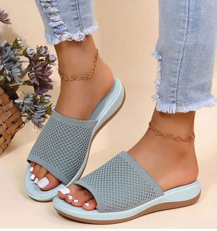 Women Sandals Stretch Fabric Low Heels Sandals